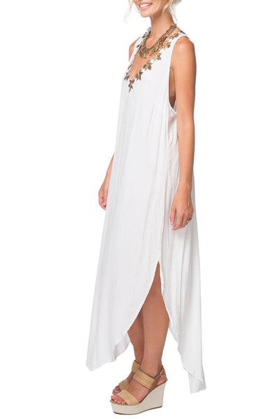 Subtle Luxury Maxi S/M / Ivory / 100% Rayon Pool Party Tank Dress