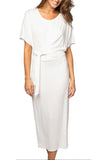 Subtle Luxury Maxi S/M / White / 100% Rayon Outlander Jacquard Pattern Dress