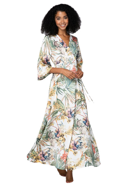Subtle Luxury Maxi S/M / White / Tropical Escape Bed to Brunch | Maxi Kimono Dress