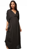 Subtle Luxury Maxi XS/S / Black / Soft Satin Poly La Boeme Kaftan Dress in Satin