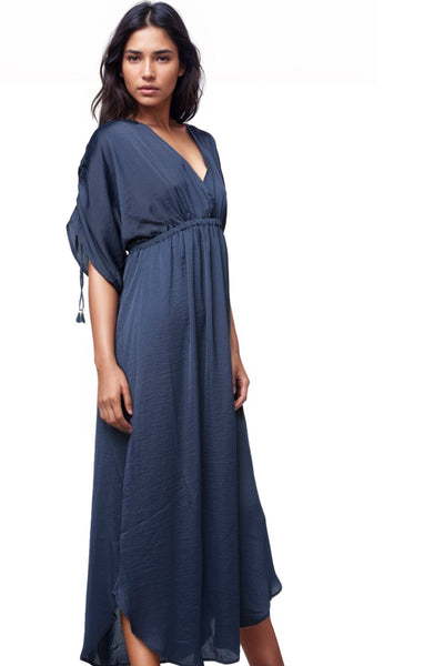 Subtle Luxury Maxi XS/S / Navy / Soft Satin Poly La Boeme Kaftan Dress in Satin
