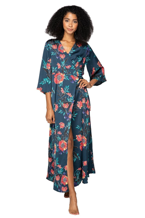 Subtle Luxury Maxi XS/S / Navy / Summer Bloom Summer Bloom Maxi Kimono Dress