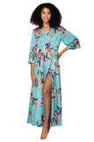 Subtle Luxury Maxi XS/S / Teal / Summer Bloom Summer Bloom Maxi Kimono Dress