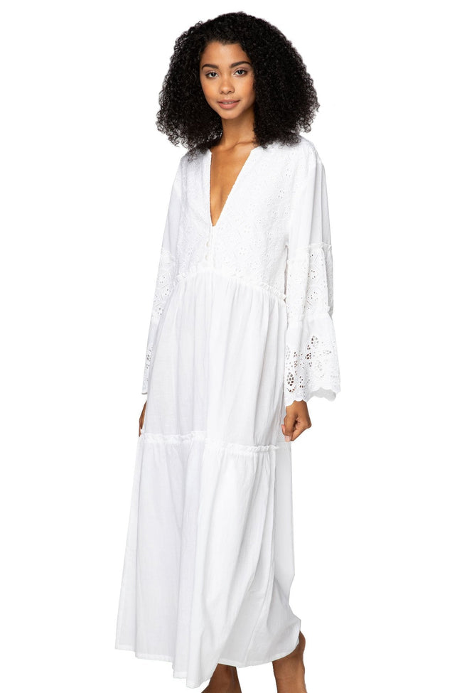 Subtle Luxury Maxi XS/S / White / 100% Cotton Siren Cotton Eyelet Maxi Sun Dress