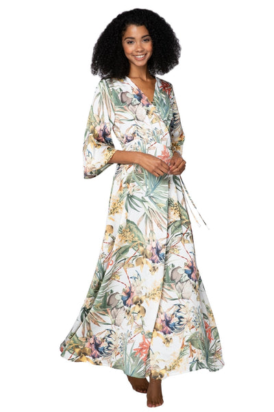 Subtle Luxury Maxi XS/S / White / Tropical Escape Tropical Escape Maxi Kimono Dress