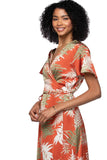 Subtle Luxury Midi S/M / Red / Bold Ferns High Low Wrap Dress in  Bold Ferns Print