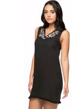 Subtle Luxury Mini Dress Little Shift Dress / S/M / Black Shift Cotton Mini Dress with Embroidery