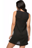 Subtle Luxury Mini Dress Shift Cotton Mini Dress with Embroidery