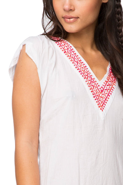 Subtle Luxury Mini Fringe Cotton Tassel Dress with Embroidery | On Sale