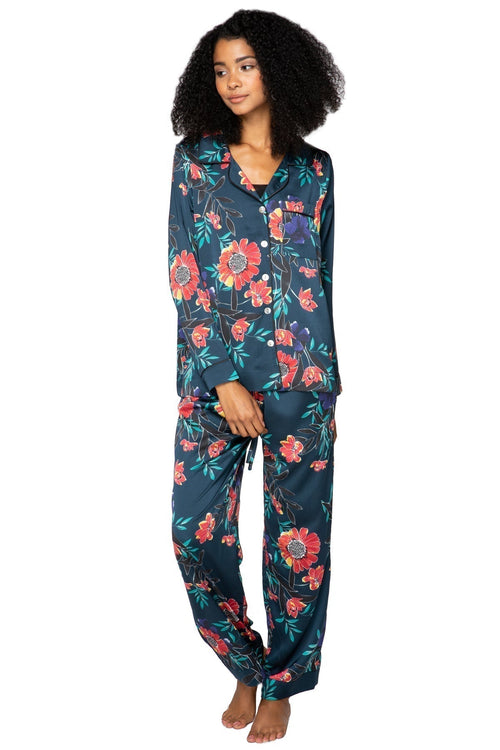 Subtle Luxury Pajama Set Bed to Brunch Piper PJ Set / S/M / Navy Piper PJ Top-Pant Set | Summer Blossom Print | Subtle Luxury