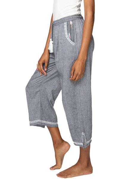 Subtle Luxury Pant Crop Beach Pant in Charcoal Chambray