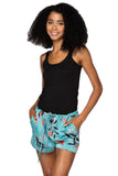 Subtle Luxury Pant L/XL / Summer Blossom - Teal / 100% Polyester Sasha Lounge Short in Tropical Prints On Sale Now