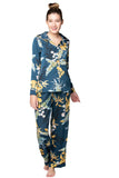 Subtle Luxury Pant S/M / P13 Leafy Palm - Navy / 100% Polyester Bailey Beach Drawstring Pant in Tropical Prints On Sale Now