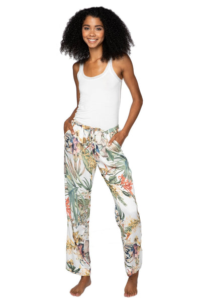 Subtle Luxury Pant S/M / White / 100% Polyester Bailey Beach Pant in Tropical Escape