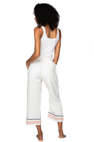 Subtle Luxury Pant Vivianne Pant in Double Gauze with Multi Color Embroidery