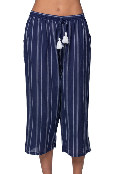Subtle Luxury Pant XS/S / Cabana Blue Crop Beach Pant in 100% Cotton - Cabana Blue