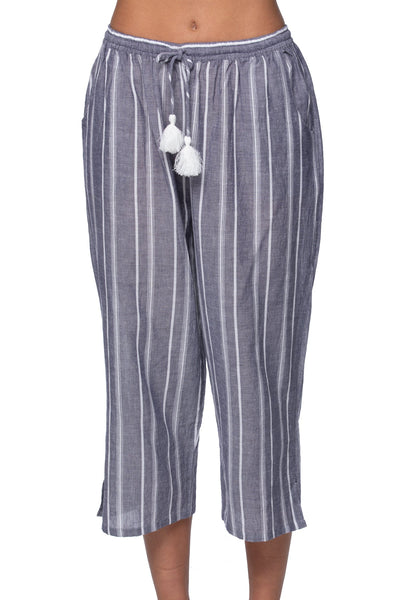 Subtle Luxury Pant XS/S / Cabana Grey Crop Beach Pant in 100% Cotton