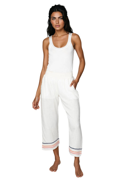 Subtle Luxury Pant XS/S / White / 100% Cotton Vivianne Pant in Double Gauze with Multi Color Embroidery