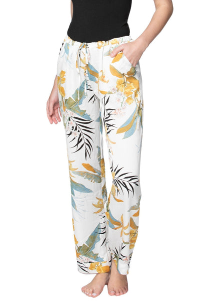 Subtle Luxury Pant XS/S / White / 100% Polyester Bailey Beach Pant in Tropical Garden Print
