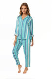 Subtle Luxury Pants S/M / Montauk Stripe Print - Blue / 100% Cotton Double Gauze Double Gauze Getaway Pant - Printed