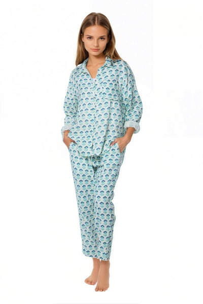 Subtle Luxury Pants XS/S / Artisan Block Print - Blue / 100% Cotton Double Gauze Double Gauze Getaway Pant - Printed