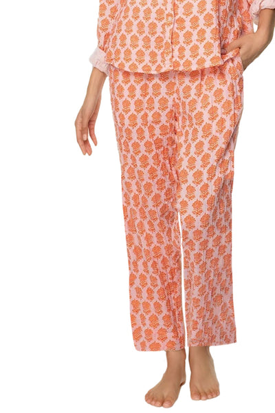 Subtle Luxury Pants XS/S / Artisan Block Print - Pink / 100% Cotton Double Gauze Double Gauze Print Getaway Pant