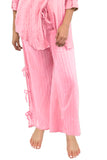 Subtle Luxury Pants XS/S / Flamingo / 100% Cotton Gauze w/Lurex Cotton Stripe Gauze with Lurex Coastal Side Tie Pant