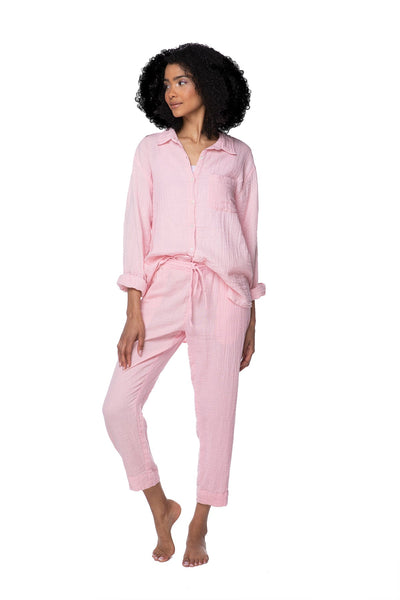 Subtle Luxury Pants XS/S / Icy Pink / 100% Cotton Double Gauze Double Gauze Getaway Pant in Icy Pink