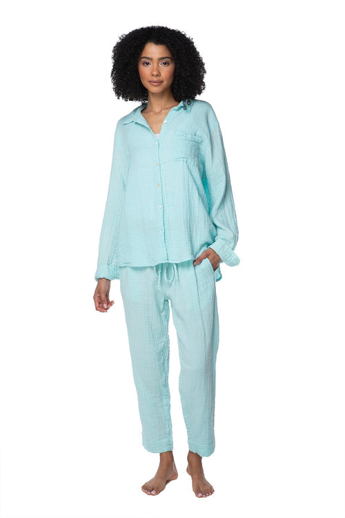 Subtle Luxury Pants XS/S / Sea / 100% Cotton Double Gauze Double Gauze Getaway Pant in Solids