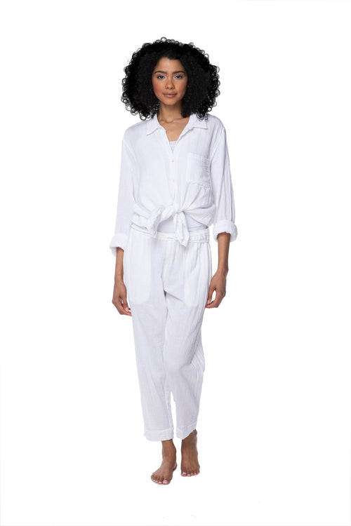 Subtle Luxury Pants XS/S / White / 100% Cotton Double Gauze Double Gauze Getaway Pant in White
