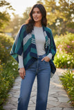 subtle-luxury-poncho-grey-Portland Stripe Blanket Crop Poncho grey blue