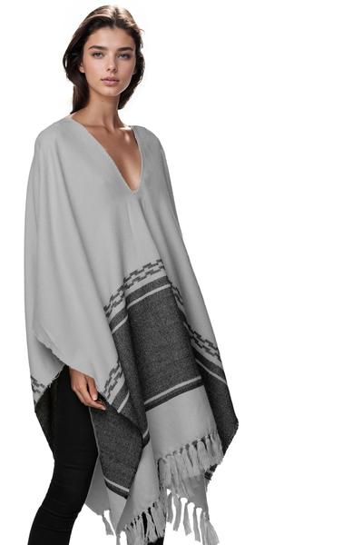 Subtle Luxury Poncho Grey / One Size Rolling Stone Woven Blanket Poncho