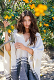 Subtle Luxury Poncho Ivory / One Size Rolling Stone Woven Blanket Poncho