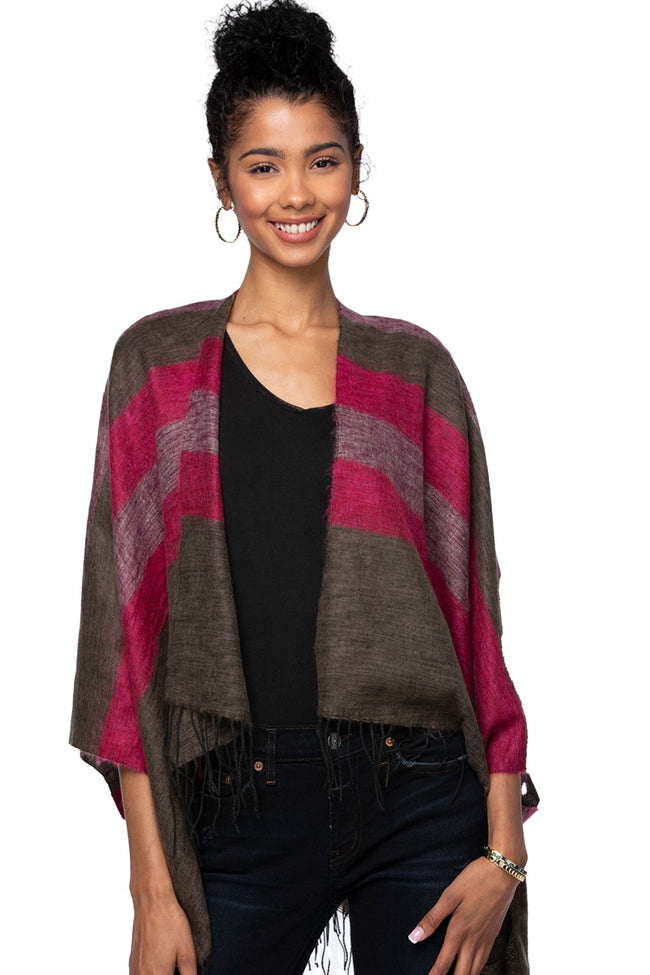 Subtle Luxury Poncho Pink-Brown / One Size Portland Stripe Blanket Crop Poncho