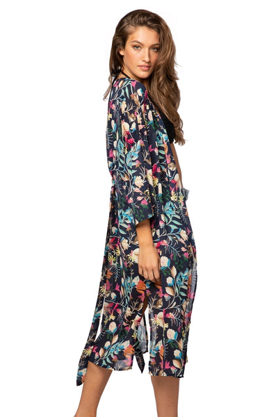 Subtle Luxury Robe Bed to Brunch Kimono Coverup in Midnight Garden Print
