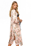 Subtle Luxury Robe Bed to Brunch Kimono Coverup Robe in Spring Bouquet Print