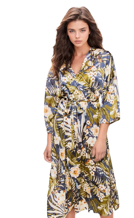 Bed to Brunch Roxy Short Coverup Robe in Summer Bloom Print