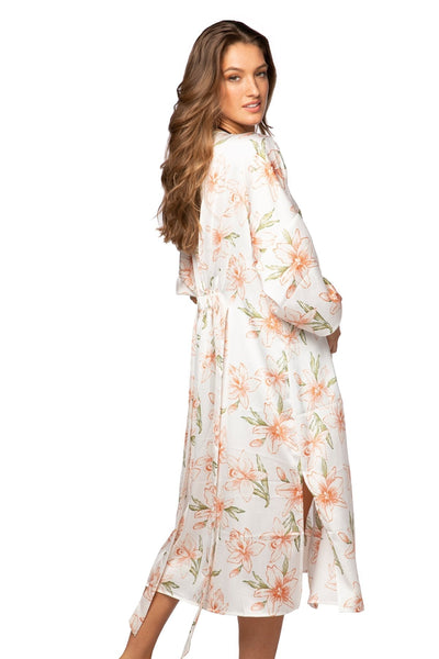 Subtle Luxury Robe Bed to Brunch Robe Kimono in Painted Lillies