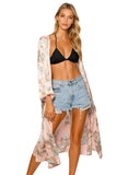 Subtle Luxury Robe L/XL / Pink / 100% Poly - Mid-Weight Bed to Brunch Kimono Coverup Robe in Spring Bouquet Print