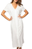 Subtle Luxury Shirt Dress S/M / White / 100% Rayon Claire Maxi Dress Jacquard Pattern Dress