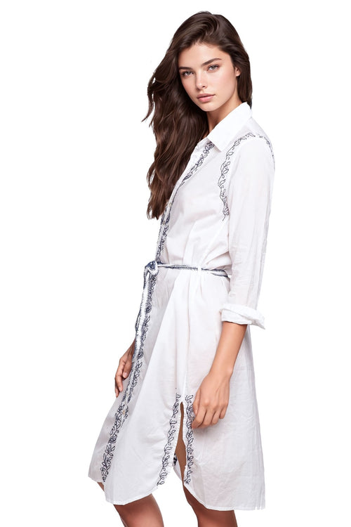 Subtle Luxury Shirtdress XS/S / Midnight / 100% Cotton Marley Embroidery Stitch Cotton Shirt Dress