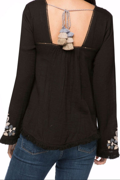 Subtle Luxury Shirts Barcelona Bell  Embroidery Cotton Top