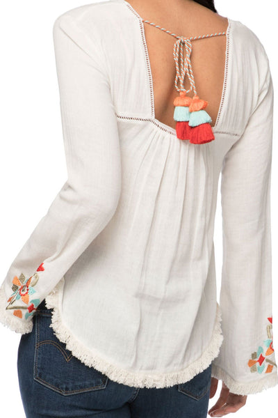 Subtle Luxury Shirts Barcelona Bell  Embroidery Cotton Top