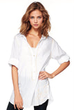 Subtle Luxury Shirts Boyfriend Shirt / XS/S / White w/Gold Lurex Ombre Boyfriend White Cotton Shirt with Lurex Embroidery
