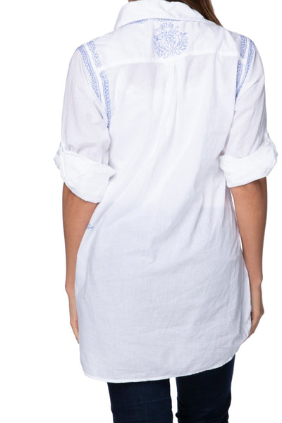 Subtle Luxury Shirts Boyfriend White Cotton Shirt in Limited Supply Embroidery Colors | On sale now