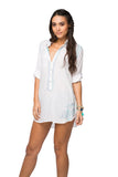 Subtle Luxury Shirts Boyfriend White Cotton Shirt in Limited Supply Embroidery Colors | On sale now