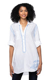 Subtle Luxury Shirts Boyfriend White Cotton Shirt in Limited Supply Embroidery Colors Sale