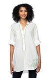 Subtle Luxury Shirts Boyfriend White Cotton Shirt in Limited Supply Embroidery Colors Sale