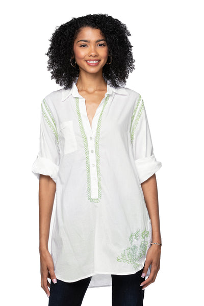 Subtle Luxury Shirts Boyfriend White Cotton Shirt in Limited Supply Embroidery Colors Sale