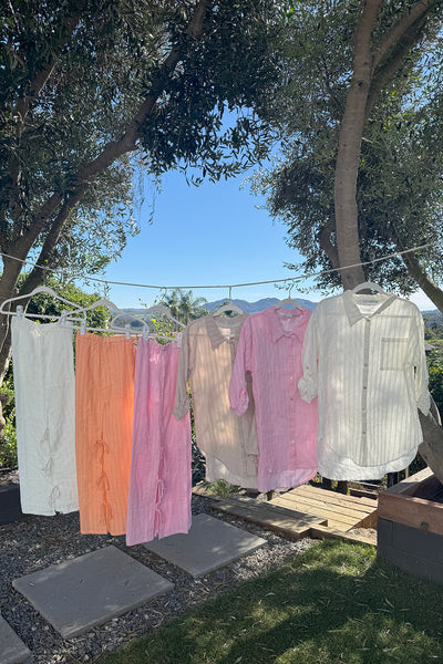 Subtle Luxury Shirts Cotton Gauze with Lurex Stripes Wanderlust Button Front Shirt